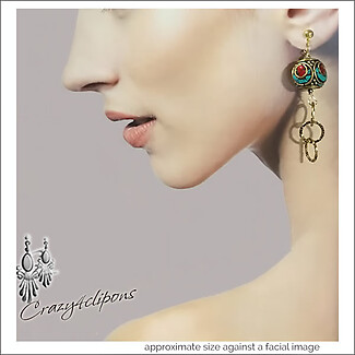 Bohemian Dangling Triple Hoops Clip Earrings