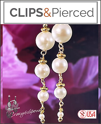 Lovely Faux Pearl Cascade Clip Earrings