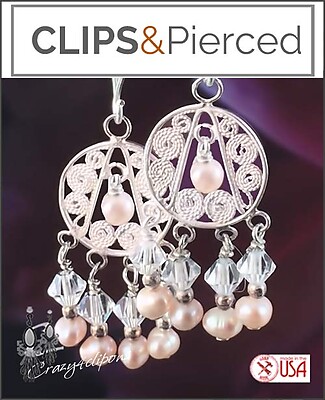 Delicate Pearls & Filigree Earrings | Pierced or Clip on