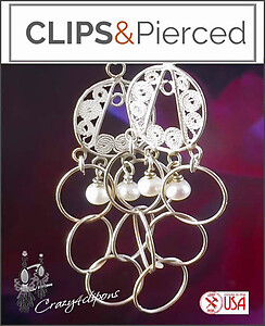 Dangling Pearls and Hoops Earrings | Pierced or Clips