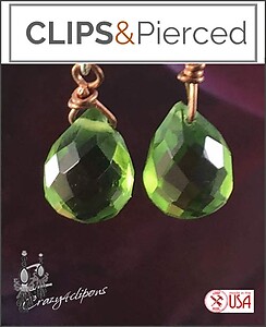 Crystal & Copper Chunky Teardrop Clip Earrings