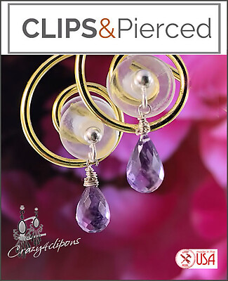 Invisible Clips: Petite Amethyst Clip Earrings