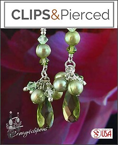 Zirconia & Pearls Long Earrings. Clip on & Pierced