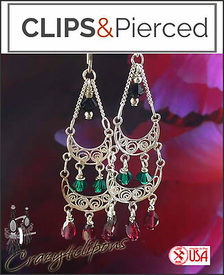 Garnet Swarovski Crystals Chandelier Earrings