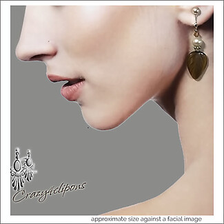 Autumn Tiger eye & White Pearl Earrings | Pierced or Clips