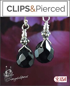 Classic Black Onyx Earrings | Pierced & Clip On