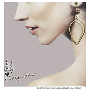 Beautiful Eclectic Gold Nepalese Hoop Earrings. Clip on & Pierced