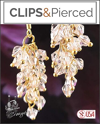 Crystal Waterfall Earrings| Pierced & Clip-ons