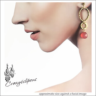 Gold Filled Hoops W/ Chalcedony Earrings | Pierced or Clips
