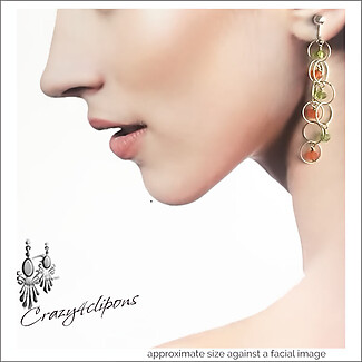 Dangling Mini Hoops with Gems Clip Earrings