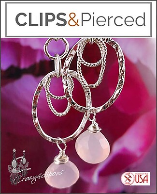 Pink Chalcedony & Silver Earrings | Pierced or Clips