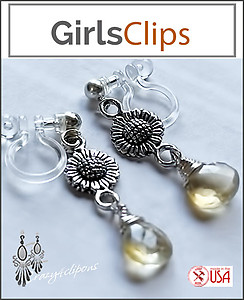 Daisies Clip On Earrings for Girls