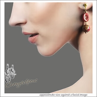 Bohemian Red Dangling Clip Earrings