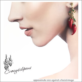 Hot Chili Pepper Dangling Earrings | Pierced or Clips