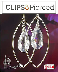 Bridal Crystal Large Hoop Wedding Clip Earrings