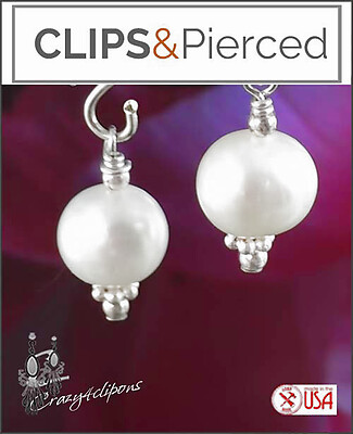 Pierced & Clip Earrings: Classic Pearl |Crazy4Clipons