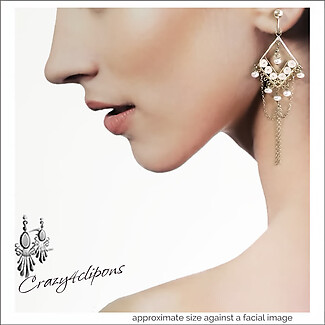 Dangling Filigree Freshwater Pearl Clip Earrings