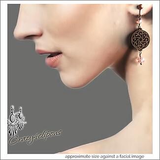 Unique & Eclectic Wood Filigree Clip Earrings