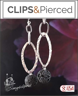 Silver and Lava, beautiful unique Earrings | Pierced or Clips