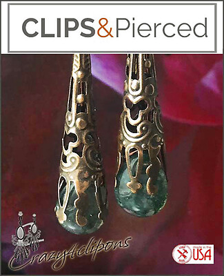 Filigree Cones of Antique Copper Earrings | Pierced or Clips