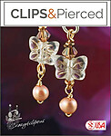 Playful Butterflies and Pearls Clip Earrings