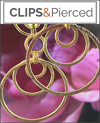 Brushed Gold Triple Hoop Earrings | Pierced and Clips