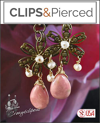 Floral Antique Brass ClipOn Earrings