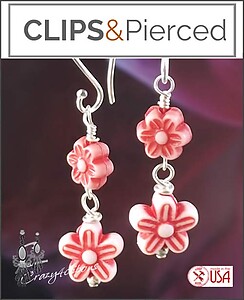 Light & Colorful Floral Dangling Clip Earrings