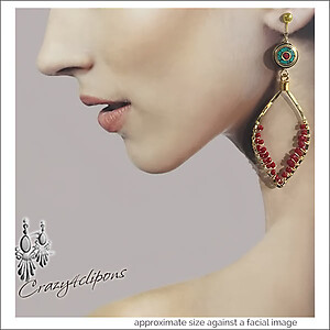 Boho Lux. Bold Eclectic Gold Clip Earrings Hoops