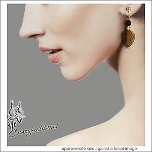 Black Onyx & Tiger-Eye Leaf Earrings | Pierced or Clips