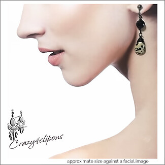 Eclectic Dalmatian and Onyx ClipOn Earrings