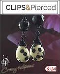 Eclectic Dalmatian and Onyx ClipOn Earrings