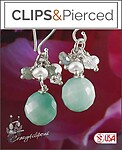 Pearls, Swarovski & Amazonite Clip On Earrings