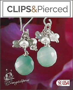 Pearls, Swarovski Crystal & Amazonite Earrings | Pierced or Clips
