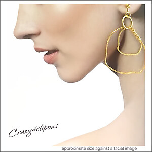 Large Gold Vermeil Hammered Clip Earrings Hoops
