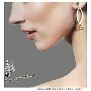 Silver Hoops W/ Natural Gemstones Earrings | Pierced or Clips