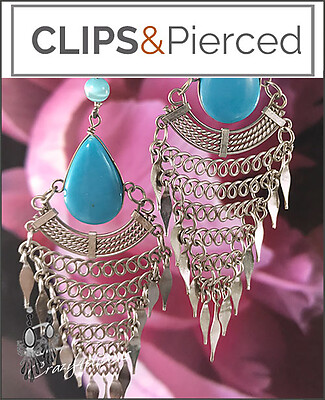 Ethnic Dangling Earrings - Pierced or Clip-on