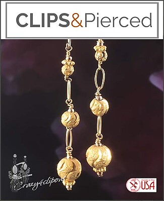 Gold Vermeil Stardust Dangling Earrings | Pierced or Clips