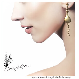 Gold Filled Dangling Teardrop Clip Earrings