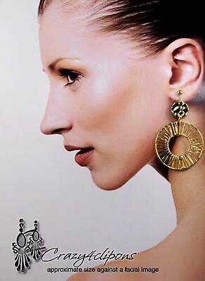Large Gold Wired Hoop Earrings | Pierced or Clip on