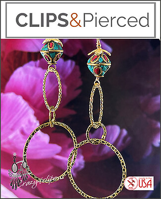 Bold & Dangling Clip On Hoop Earrings