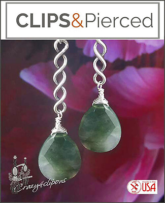 Sterling Silver & Jasper Gem Cli Earrings