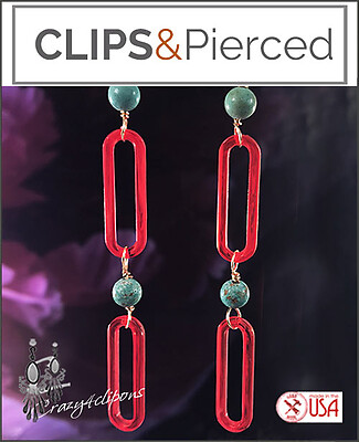 Long Dangling Acrylic Earrings | Pierced and clips