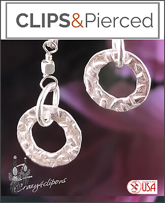 Textured Sterling Silver Hoops. Pierce & Clip Earrings