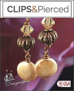 Artisan Pearls & Antique Copper Clip Earrings