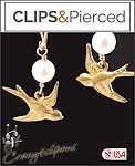 Playful Birds in Love Clip On Earrings