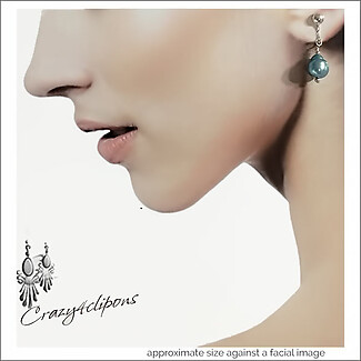 Teal/Blue Pearl Teardrop Earrings | Pierced or Clips