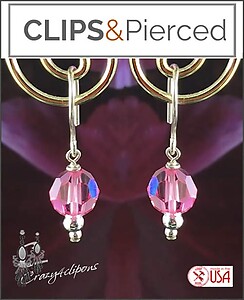 Pink Swarovski Crystal Clip On Earrings