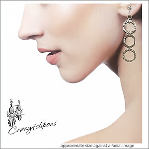 Dangling Triple Silver Hoop Earrings | Pierced or Clips