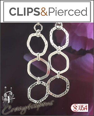 Dangling Triple Silver Hoop Earrings | Pierced or Clips